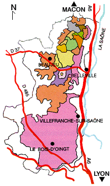 Map of Beaujolais Region