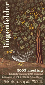 Lingenfelder Riesling Bird Label (click to enlarge)